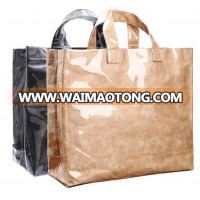 2019 new design waterproof pvc shopping paper bag custom, clear pvc reusable plastic shopping bag logo